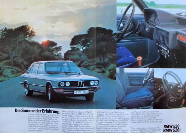 BMW 520 Modelprogram 1972 "Die Summe der Erfahrung" Carbrochure (10357)